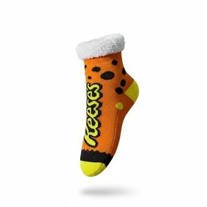 NWT Reese's Orange & Yellow Plush Lined Sock